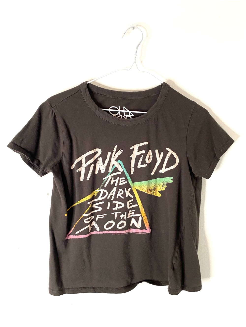 Pink Floyd The Dark Side Of The Moon Cropped Graphic Band Tee Black